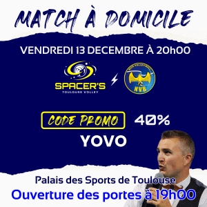 Code Promo pour le match Spacers de Toulouse VS Nice en volleyball