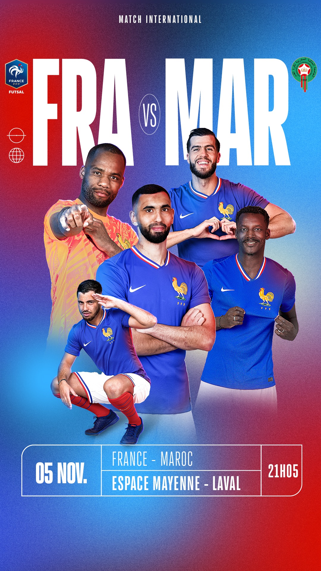 Animation de l'Equipe de France de futsal à Laval face au Maroc